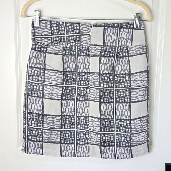 Banana Republic Gray Linen Blend Plaid Pleated Skirt - Size 0 - Picture 2 of 13